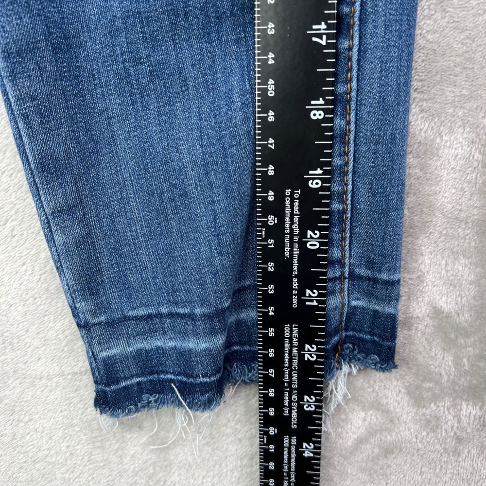 Judy Blue Pull On Straight Jeans Womens 1/25 Blue Medium Wash Stretch Frayed Hem - Picture 6 of 14